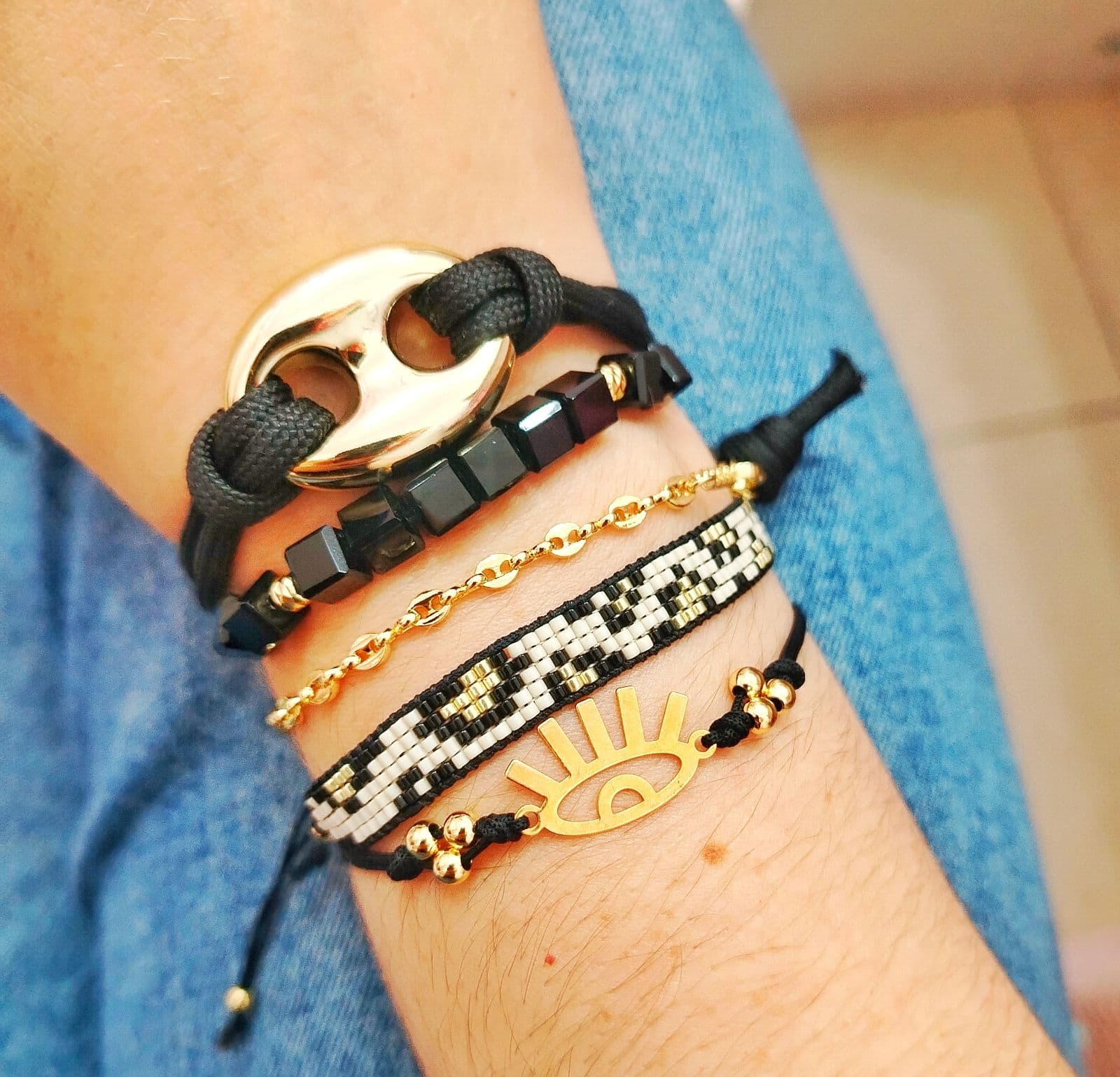 Set De Pulseras Gucci Negro