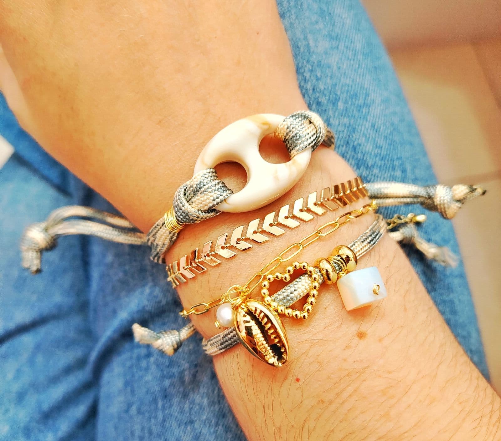 Set De Pulseras - Gucci Hueso
