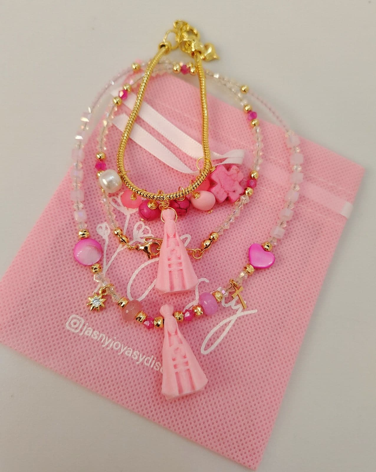 Collar + Pulsera Vallita | Rosado